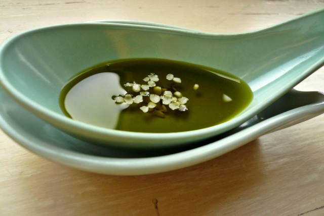hemp oil spoon close-up