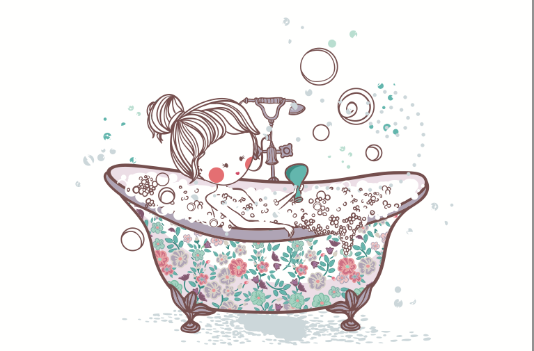 girl taking bath vector