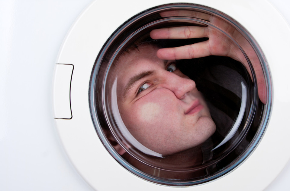laundry man in a machine