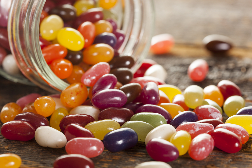 Jelly beans sweets candies in a jar