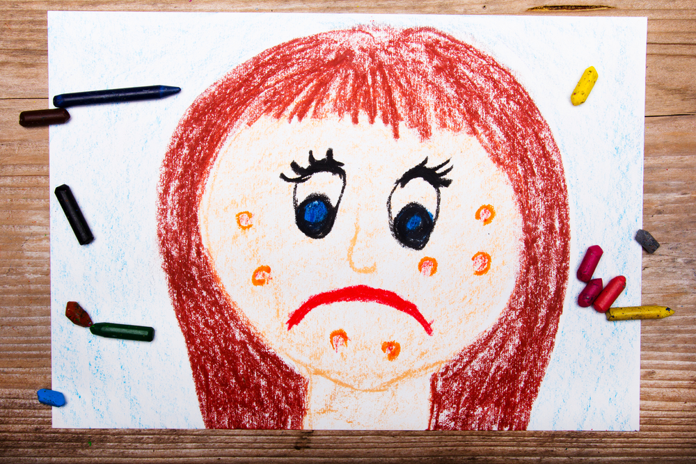 detskiy risunok devochka child's drawing girl with acne